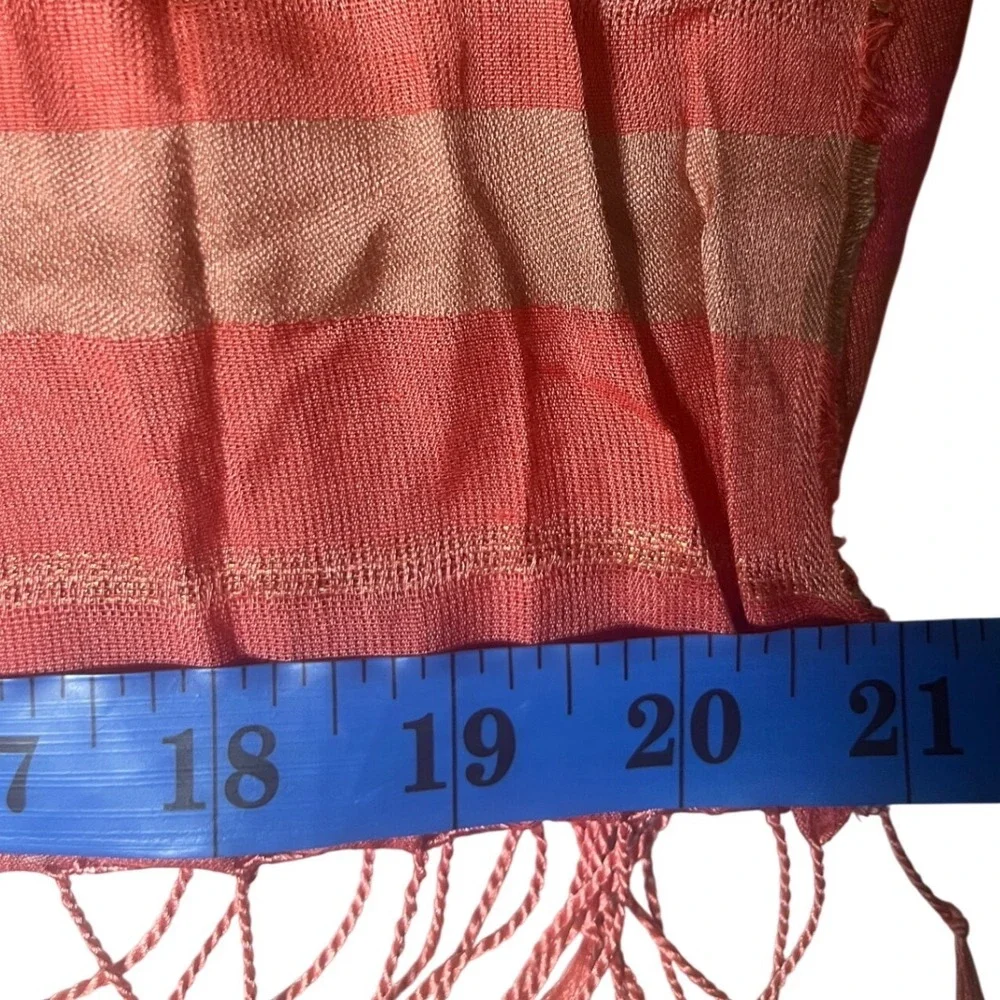 Luminous Metallic Stripe Scarf Talbots Coral Pink Viscose‎ OS
